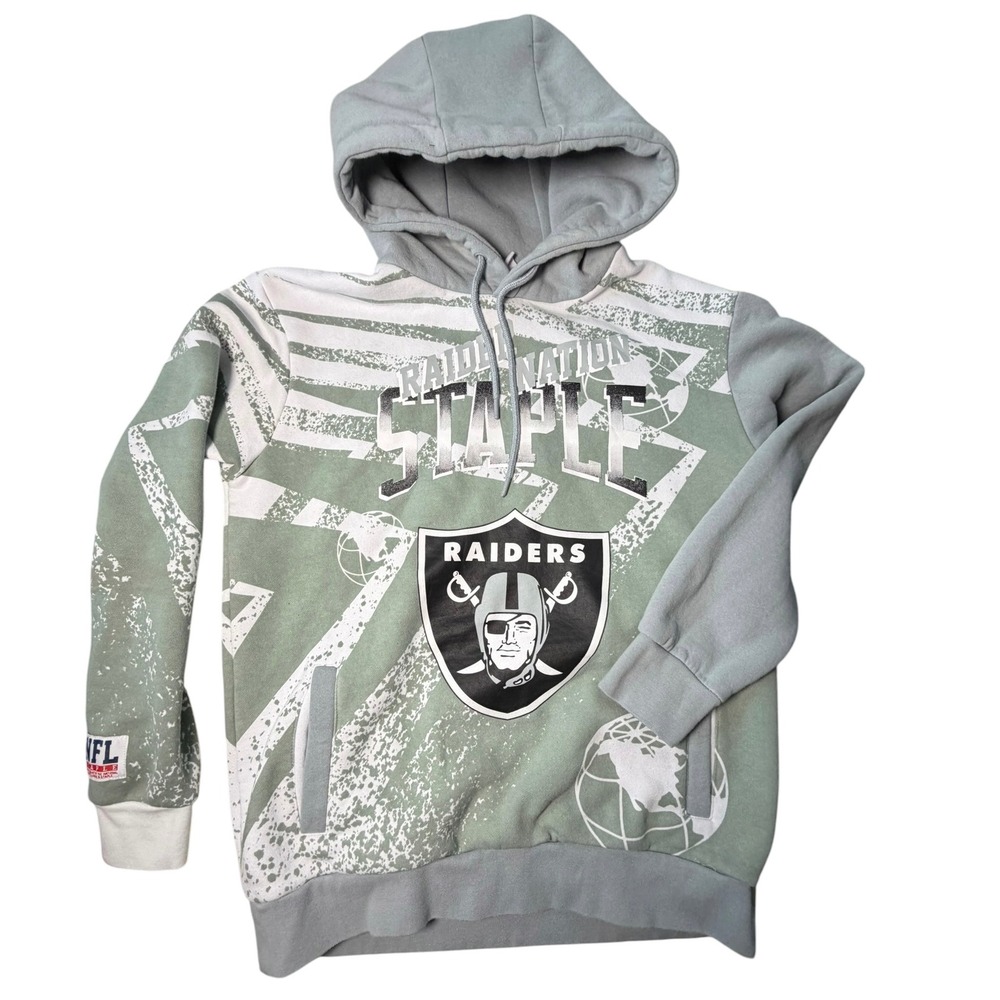NFL x Staple Las Vegas Raiders Hoodie Mens Large Grey White Graphic Sweatshirt